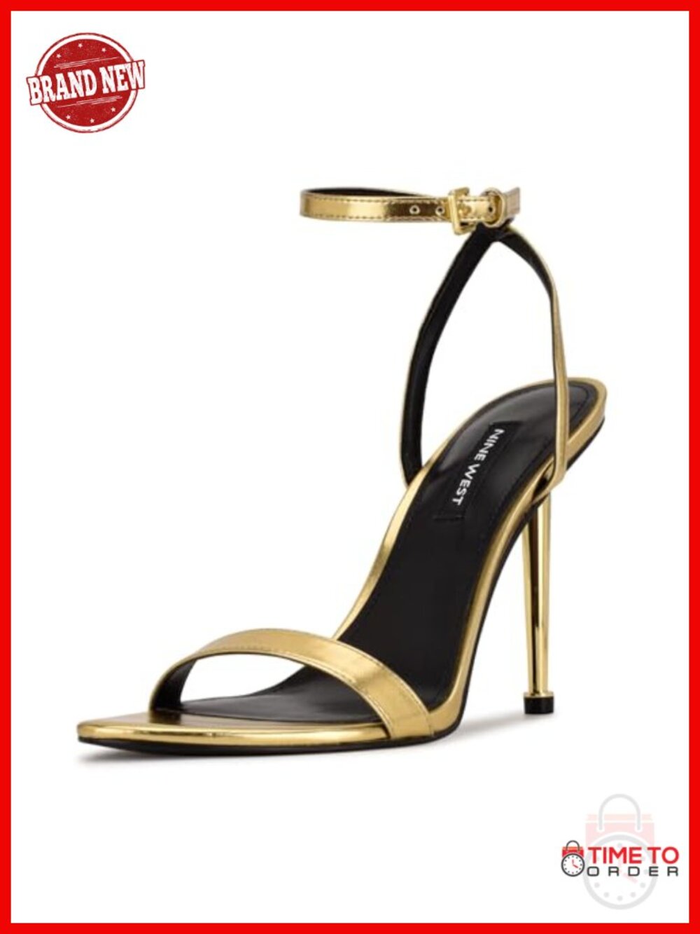 Women's Faux Leather Ankle Strap Stiletto Heeled Sandal